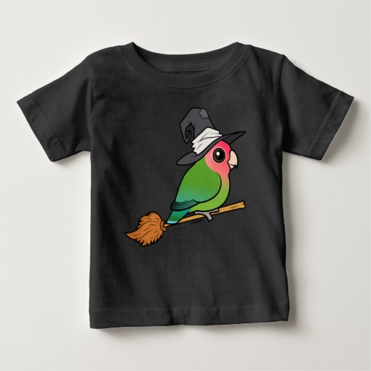 Birdorable Peach-faced Lovebird Halloween Witch ベビーTシャツ (正面)