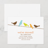 Birds カラフル On a Wire New Address Announcement 案内ポストカード (正面/裏面)