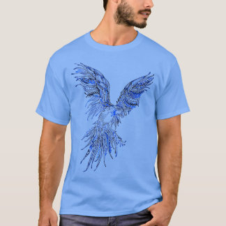 BIRDS 飛んでいる Blue Parrot象徴的グラフィックアートデザイン Tシャツ