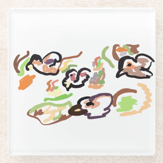 Birds and autumn ガラスコースター (正面)