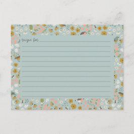 Birds and Bees Floral Bridal Shower Recipe Card ポストカード