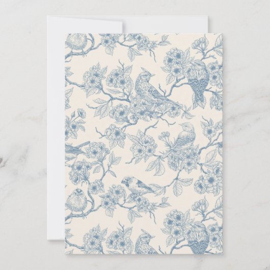 Birds and cherry blossom in blue and off white (正面)
