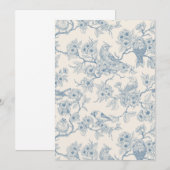 Birds and cherry blossom in blue and off white (正面/裏面)