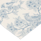 Birds and cherry blossom in blue and off white テーブルクロス (アングル)