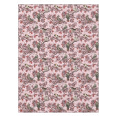 Birds and cherry blossom on rose pink テーブルクロス (正面)