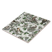 Birds and cherry blossom on white タイル (側面)