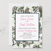 Birds and cherry blossom on white 招待状 (正面)