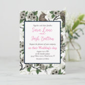 Birds and cherry blossom on white 招待状 (スタンド正面)