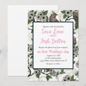 Birds and cherry blossom on white 招待状 (正面/裏面)