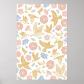 Birds and Florals Hand Drawn Art ポスター (正面)