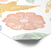 Birds and Florals Hand Drawn Art ポスター (角)