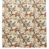 Birds and Flowers Curtain Fall Gift for Their Nest シャワーカーテン (正面)