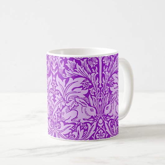 Birds and Rabbits design, lavender color, コーヒーマグカップ (正面右)