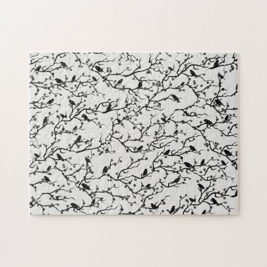 Birds and Sakura Branches Japanese Painting ジグソーパズル (横)