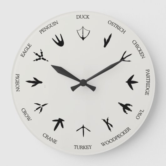 Birds Animal Tracks Footprints Identification ラージ壁時計 (正面)