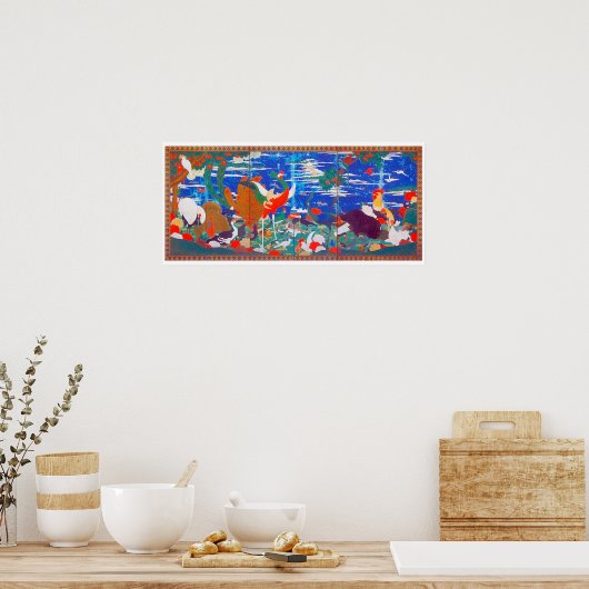 Birds, Animals, and Flowering Plants(Left) Jakuchū ポスター (キッチン)