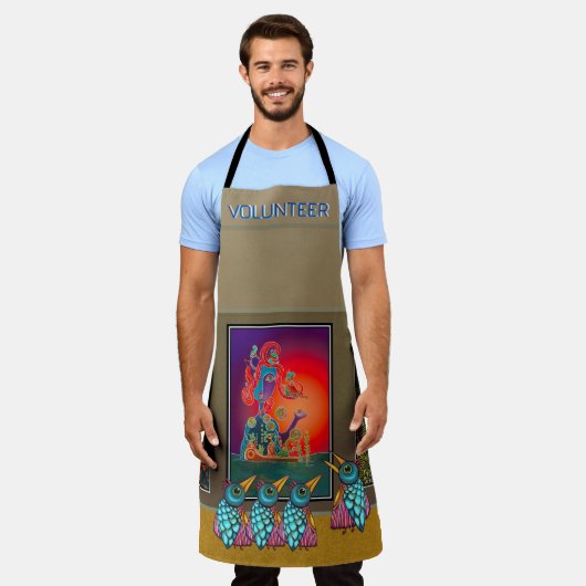 Birds At The Galleryオールオーバープリントエプロン エプロン (着用した状態)