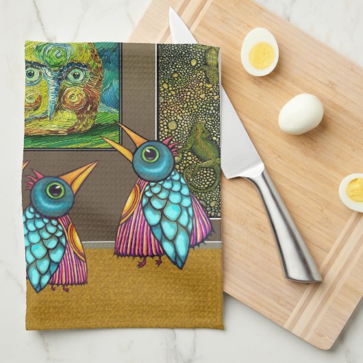 Birds At the Gallery キッチンタオル (四つ折り)