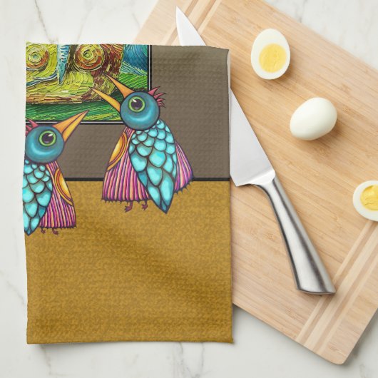 Birds At the Gallery キッチンタオル (四つ折り)