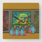 Birds At the Gallery スクエア壁時計 (正面)