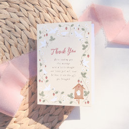 Birds & Berries Girl Baby Shower Thank You サンキューカード