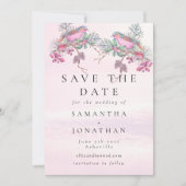 Birds & Berries Pinecone Watercolor Winter Wedding セーブザデート (正面)