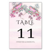 Birds & Berries Pinecone Watercolor Winter Wedding テーブルナンバー (正面)