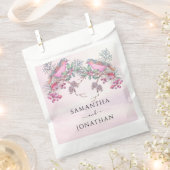 Birds & Berries Pinecone Watercolor Winter Wedding フェイバーバッグ (クリップ留めされた状態)