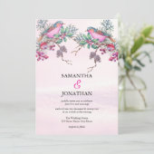 Birds & Berries Pinecone Watercolor Winter Wedding 招待状 (スタンド正面)