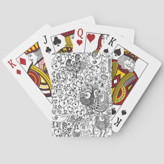 Birds Black and White Illustration Hand Drawn Art トランプ (裏面)