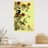 Birds Cat and Dog Jakuchu Early 1900s ポスター (キッチン)