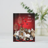 Birds & Cats and Cages Redはがきを移動 案内ポストカード (スタンド正面)