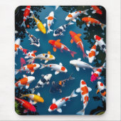 Bird's Eye View of Colorful Koi Fish Pond マウスパッド (正面)