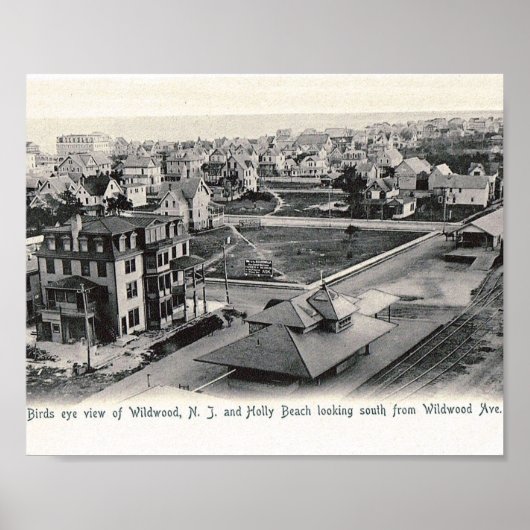 Bird's Eye View、Wildwood、ニュージャージー、ヴィンテージ ポスター (正面)