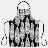 Birds feathers boho seamless pattern in black and  エプロン (正面)