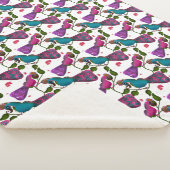 Birds floral seamless pattern Curtain シェルパブランケット (3/4)