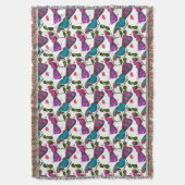 Birds floral seamless pattern Curtain スローブランケット (正面縦)