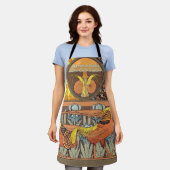  Birds,Golden Pheasants & Irise Art Nouveau エプロン (着用した状態)