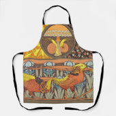 Birds,Golden Pheasants & Irise Art Nouveau エプロン (正面)