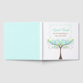 Birds Hearts Tree Blue and Green Bridal Shower ゲストブック (全面)