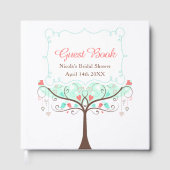 Birds Hearts Tree Mint and Coral Bridal Shower ゲストブック (正面)