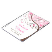 Birds Hearts Tree Pink Bridal Shower ノートブック (左側)