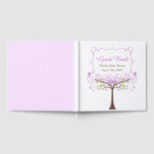 Birds Hearts Tree Purple and Green Baby Shower ゲストブック (全面)