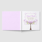 Birds Hearts Tree Purple and Green Bridal Shower ゲストブック (全面)