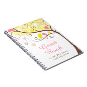 Birds Hearts Tree Yellow and Coral Baby Shower ノートブック (右側)