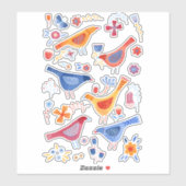 Birds in a Garden Waterカラー自然絵を描 シール (シート)