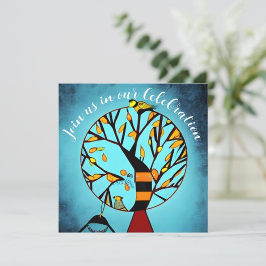 Birds in a Tree End of Chemo Cancerお祝い 招待状 (スタンド正面)