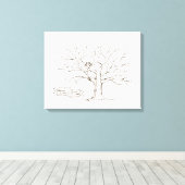 Birds in Oak Treeハート指紋ゲストブック キャンバスプリント (インサイチュ (ウッドフロア))