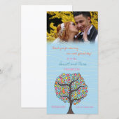 Birds in Tree Blue Thank You's Photo 結婚 Card サンキューカード (正面/裏面)