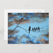Birds In Tree In Sky Mother's Day抽象芸術アート ポストカード (正面/裏面)